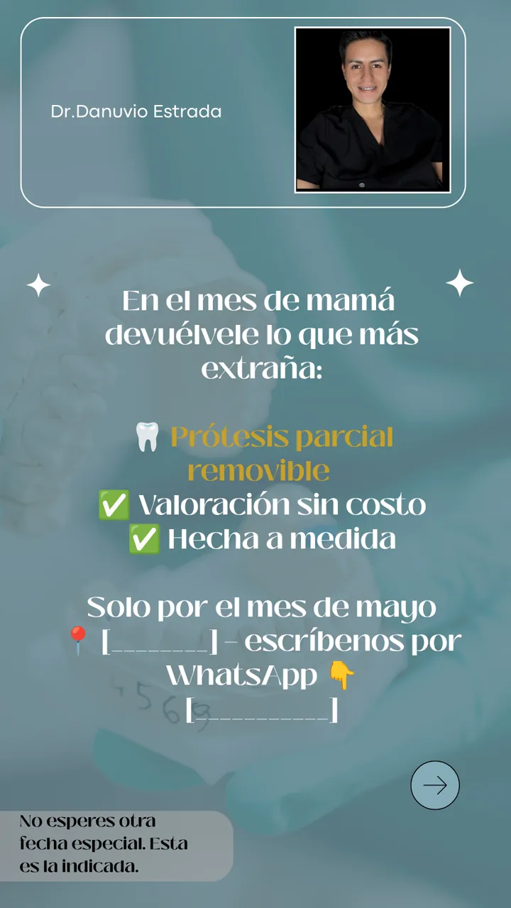 Lámina 6 de 6: cierre con la foto del Dr. Danuvio Estrada y la invitación a escribir por WhatsApp.